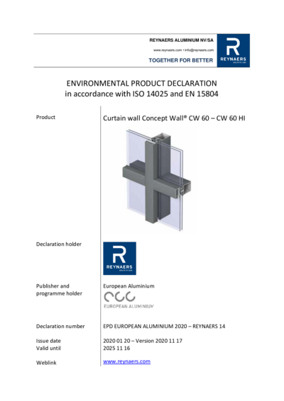 CW 60 (HI) Curtain Wall - EPD